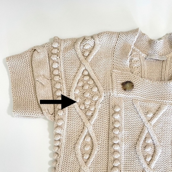 Stella McCartney Wool Cashmere Chunky Cable Knit Bobble Cardigan Dress Ecru IT40 - Picture 10 of 15